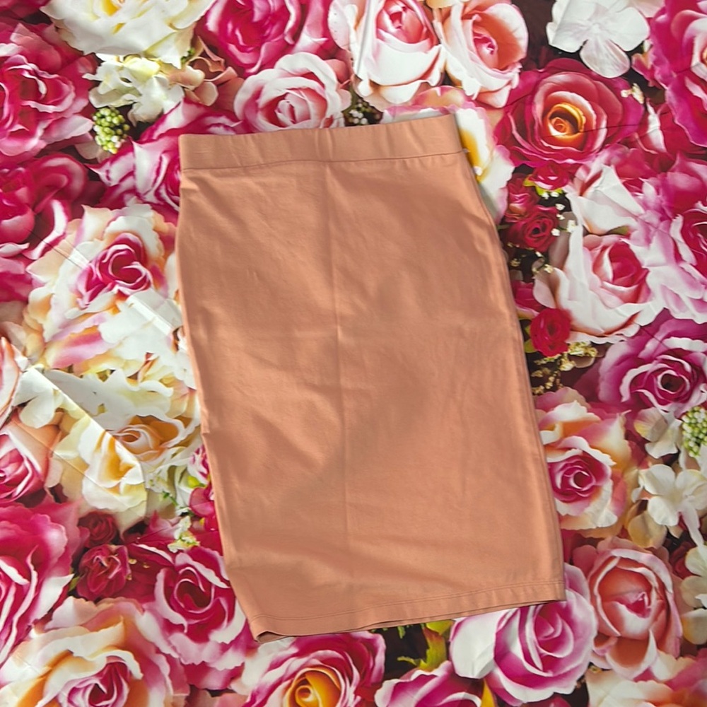 Orange Pink Knee-Length Pencil Skirt